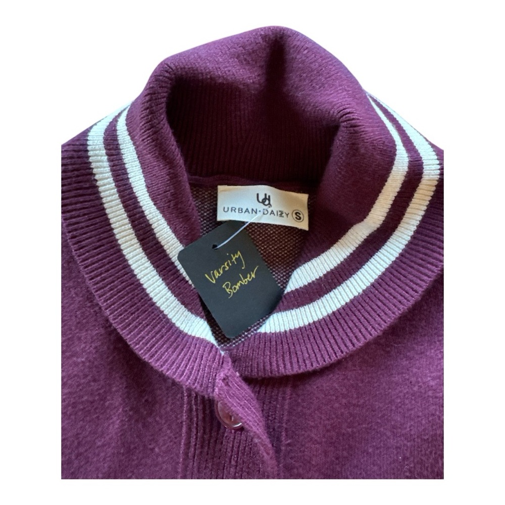 Button Down Varsity Bomber Sweater - image 6